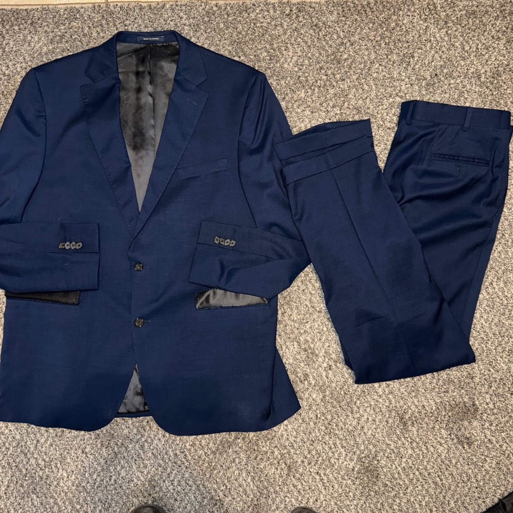 Cremieux Loro Piana On The Move Suit Navy Blue 46L 40x33 Mens Structured